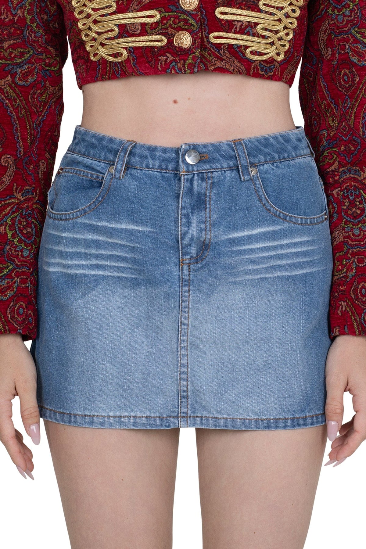 HEY-NOW Jeffrey Campbell Skirt Blue Washed Denim 