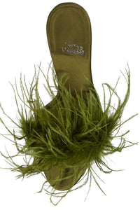 HEY-YA Heeled Mule Green Satin Combo