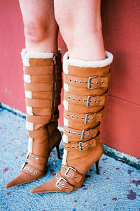 HIVER Jeffrey Campbell Knee-High Boot Tan