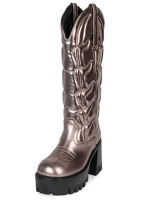 HONKY-TONK Jeffrey Campbell Knee High Cowboy Boots Pewter