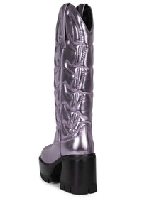 HONKY-TONK Jeffrey Campbell Knee High Cowboy Boots Purple Metallic