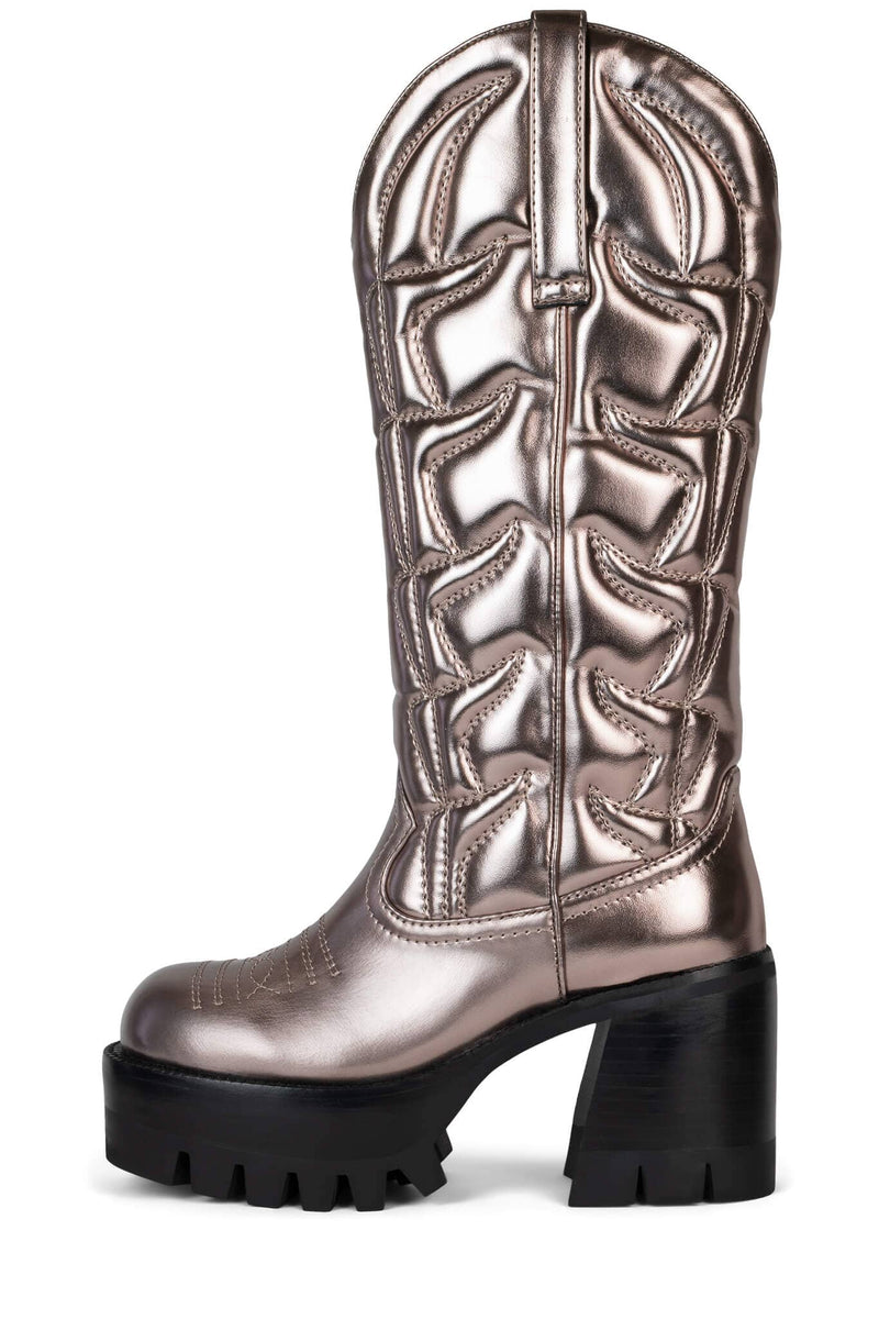 HONKY-TONK Jeffrey Campbell Knee High Cowboy Boots Pewter