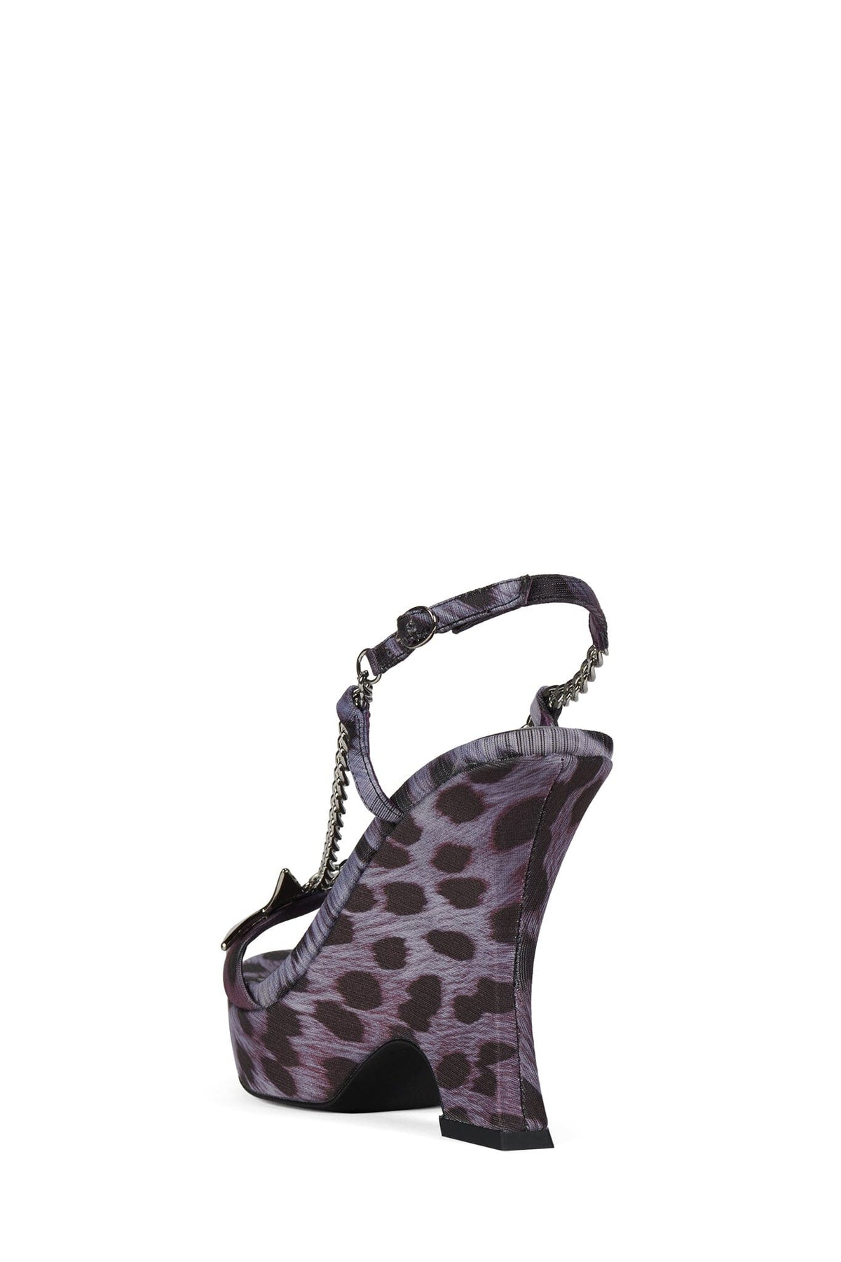 HOTTIE Platform Wedge Purple Cheetah Silver