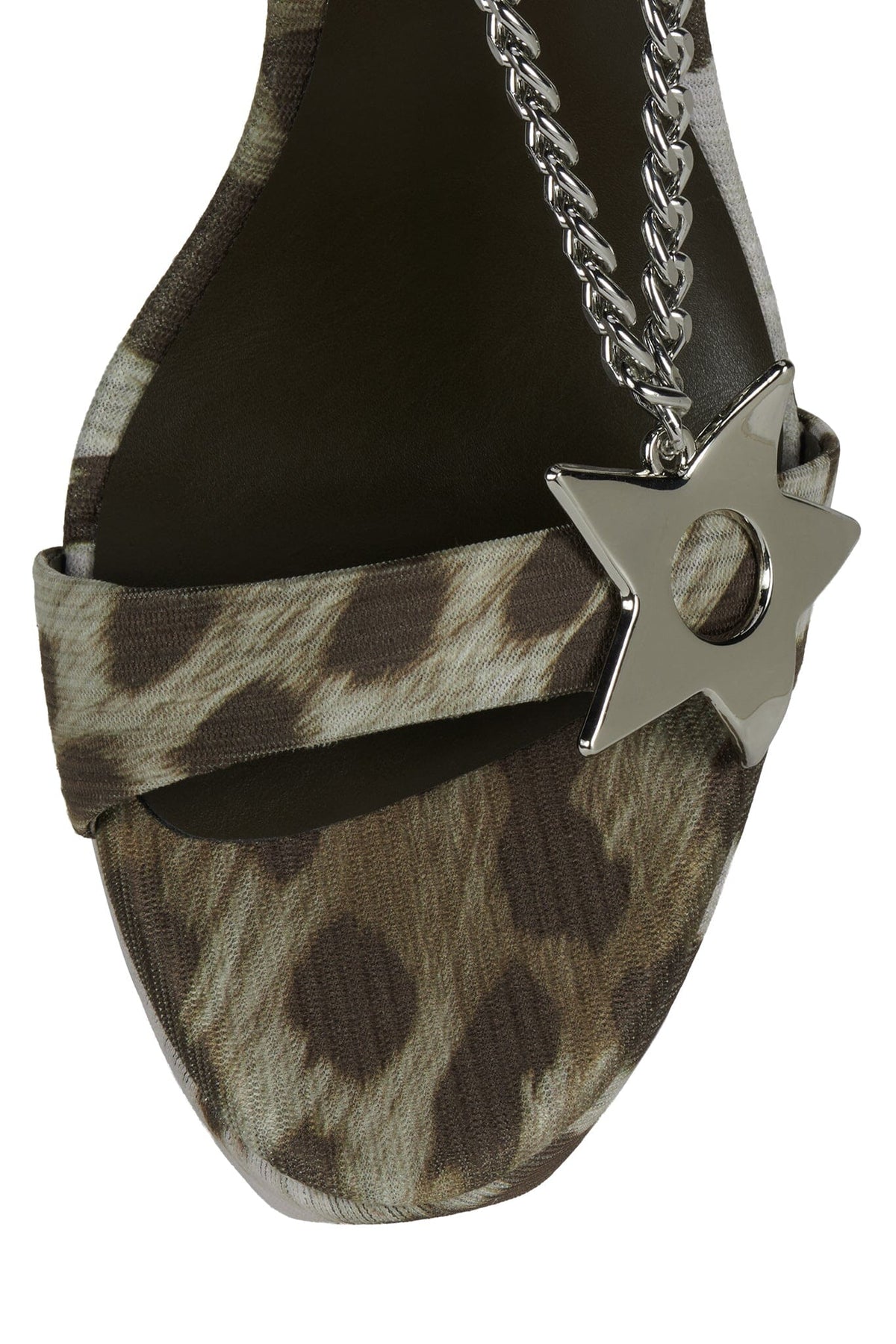 HOTTIE Platform Wedge Green Cheetah Silver