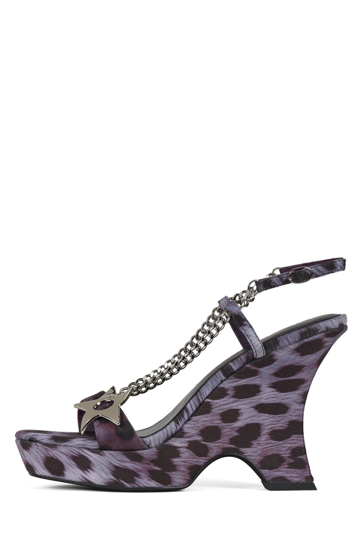 HOTTIE Platform Wedge Purple Cheetah Silver