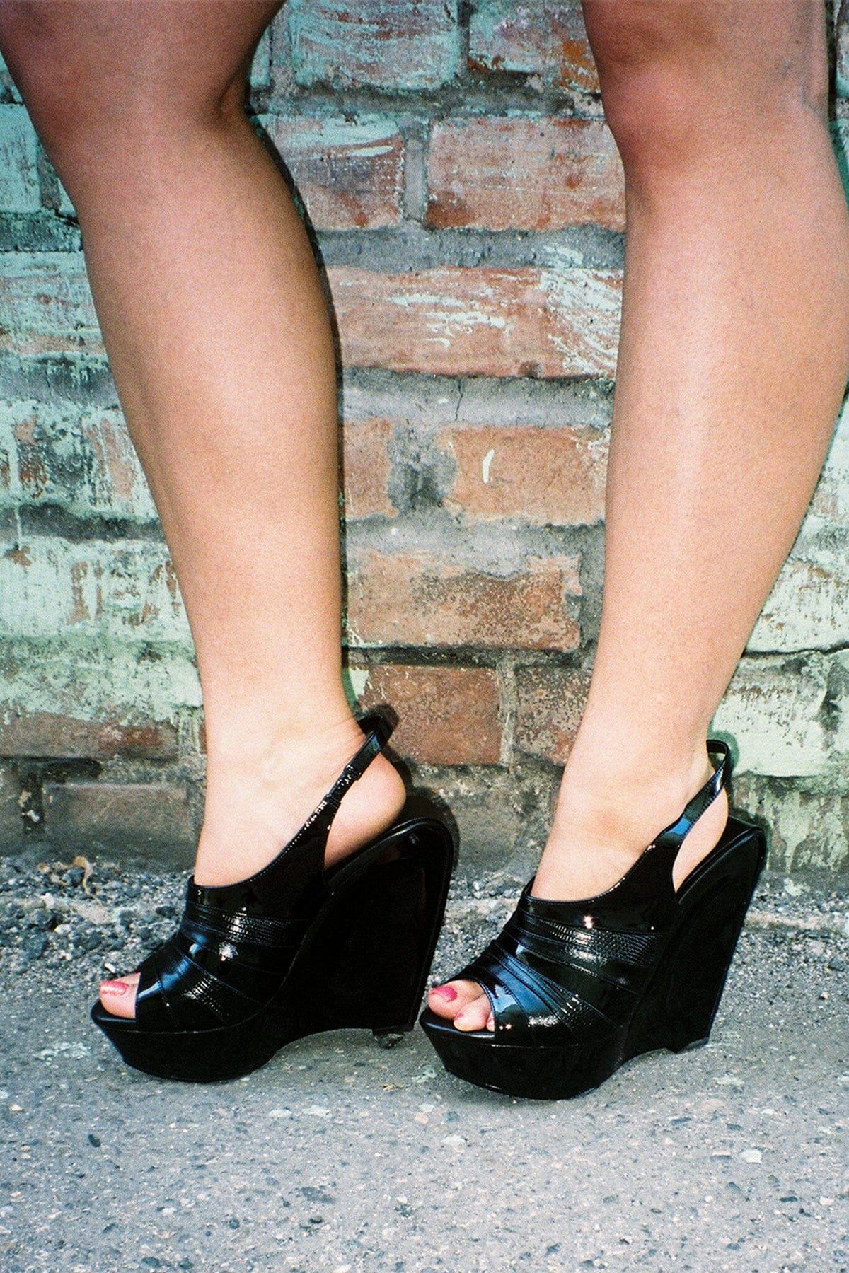 HYPERSPEED Jeffrey Campbell Slingback Sandal Black Patent Combo