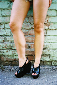 HYPERSPEED Jeffrey Campbell Slingback Sandal Black Patent Combo