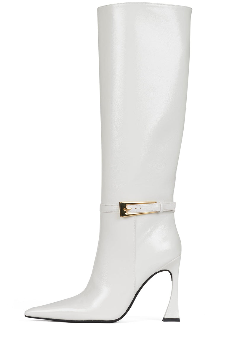 IDENTITY Knee-High Boot ST White Crinkle Patent 6 