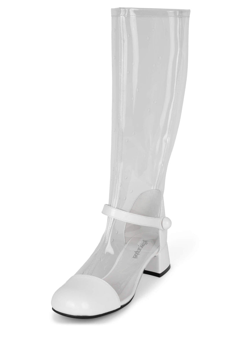 IMAGINARY Jeffrey Campbell Boots White Patent Clear Combo