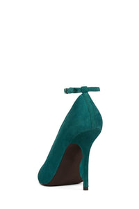 INHERIT Jeffrey Campbell Heeled Sandal Turquoise Suede Clear