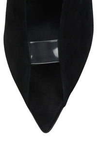 INHERIT Jeffrey Campbell Heeled Sandal Black Suede Clear