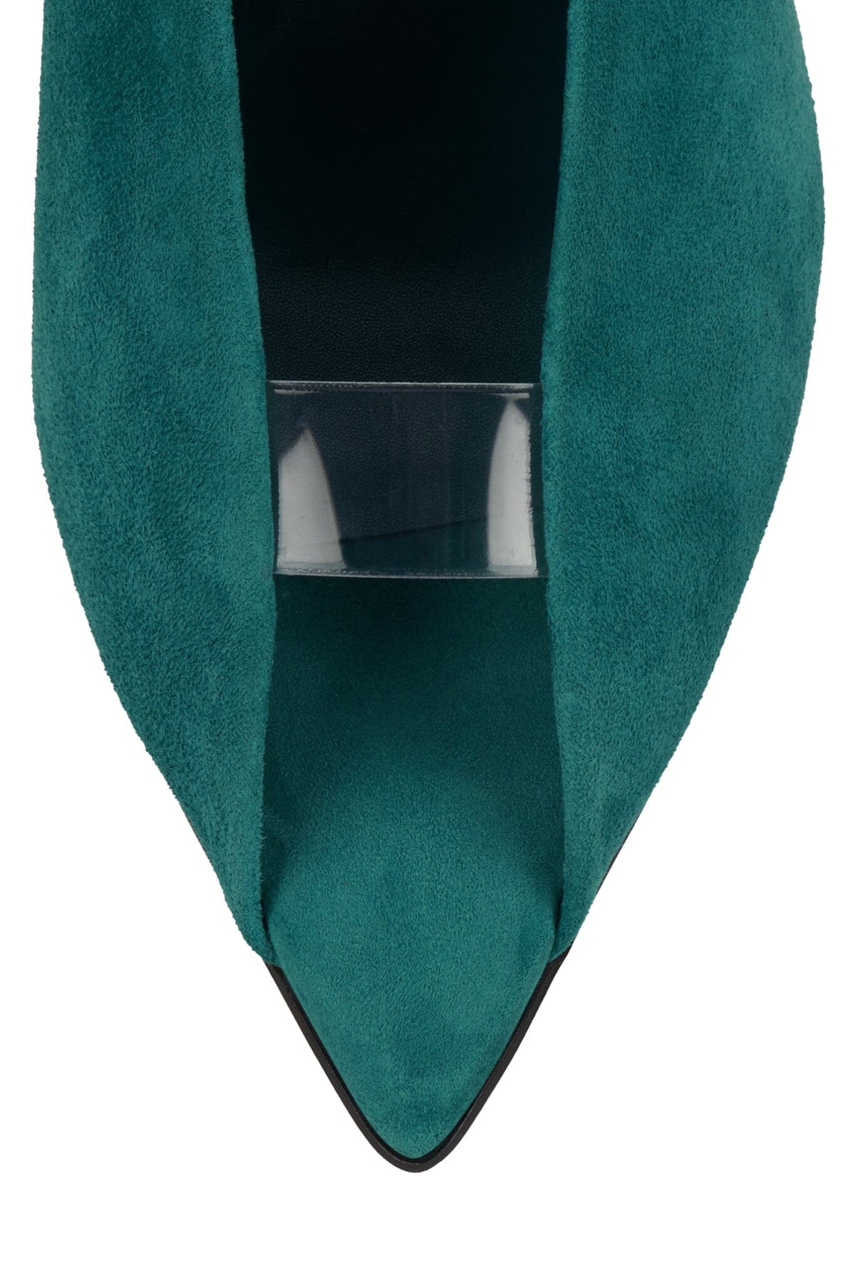 INHERIT Jeffrey Campbell Heeled Sandal Turquoise Suede Clear