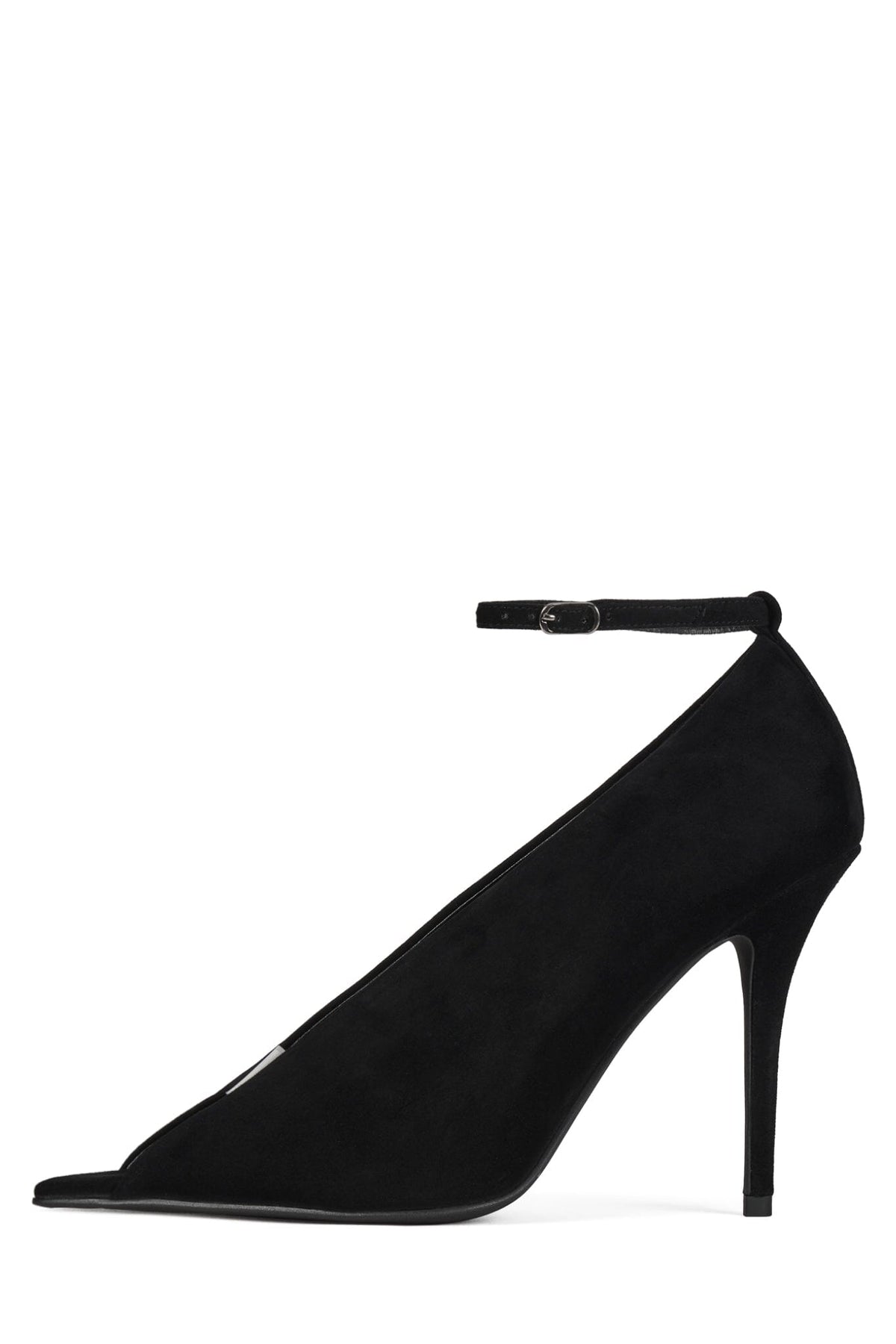 INHERIT Jeffrey Campbell Heeled Sandal Black Suede Clear