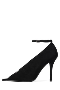 INHERIT Jeffrey Campbell Heeled Sandal Black Suede Clear