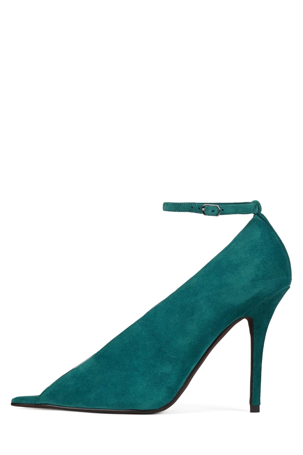 INHERIT Jeffrey Campbell Heeled Sandal Turquoise Suede Clear
