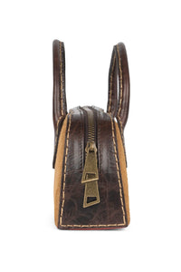 INVENTOR Jeffrey Campbell Handle Bag Tan Suede Combo
