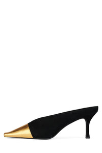 INVESTOR Jeffrey Campbell Heeled Sandal Black Gold Combo