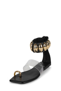 ISLAND-SD Jeffrey Campbell Strappy Sandals Black Gold