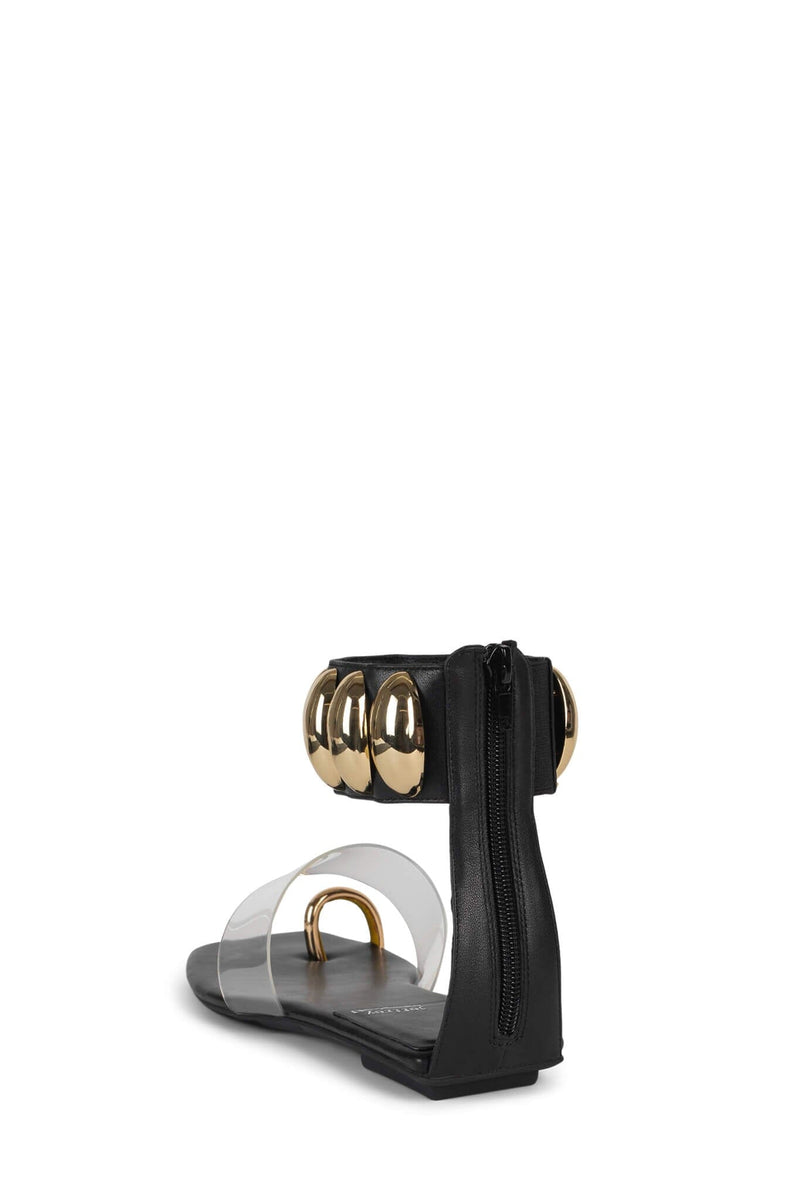 ISLAND-SD Jeffrey Campbell Strappy Sandals Black Gold