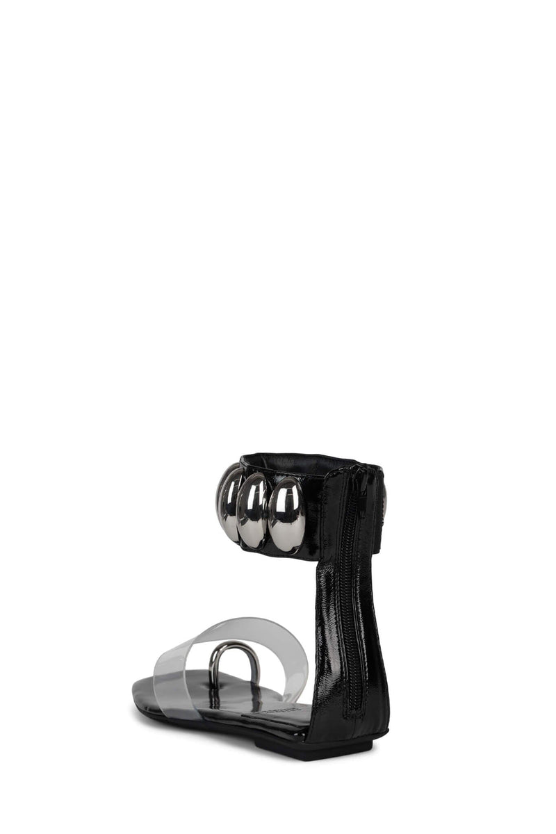 ISLAND-SD Jeffrey Campbell Strappy Sandals Black Patent Silver