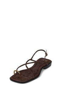 ISLAND-SL Jeffrey Campbell Strappy Sandals Brown Suede Gold