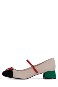 JITTERBUG2 Jeffrey Campbell Mary-Jane Ivory Black Suede Combo