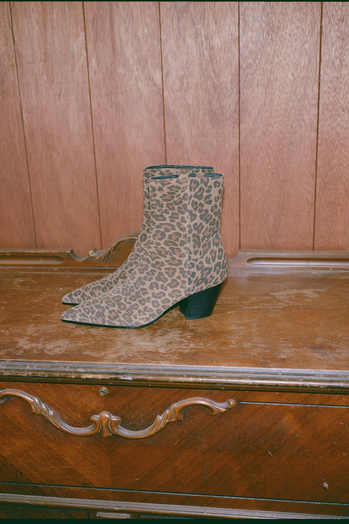 JOSHUATREE Jeffrey Campbell Ankle Boot Brown Leopard Suede _hover