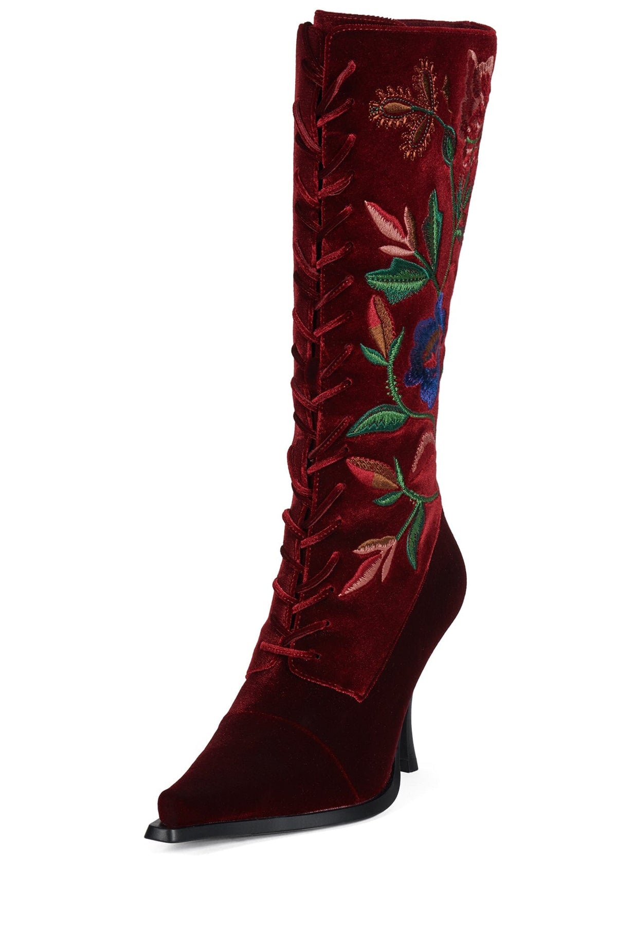 JOYEUX Jeffrey Campbell Knee-High Boot Wine Velvet Floral Multi
_hover