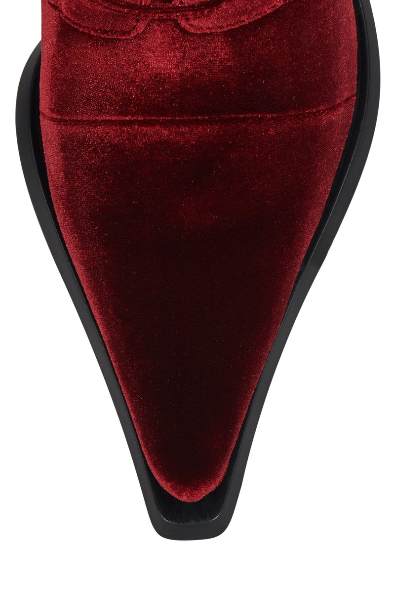 JOYEUX Jeffrey Campbell Knee-High Boot Wine Velvet Floral Multi