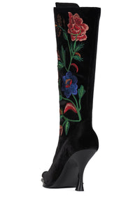 JOYEUX Jeffrey Campbell Knee-High Boot Black Velvet Floral Multi