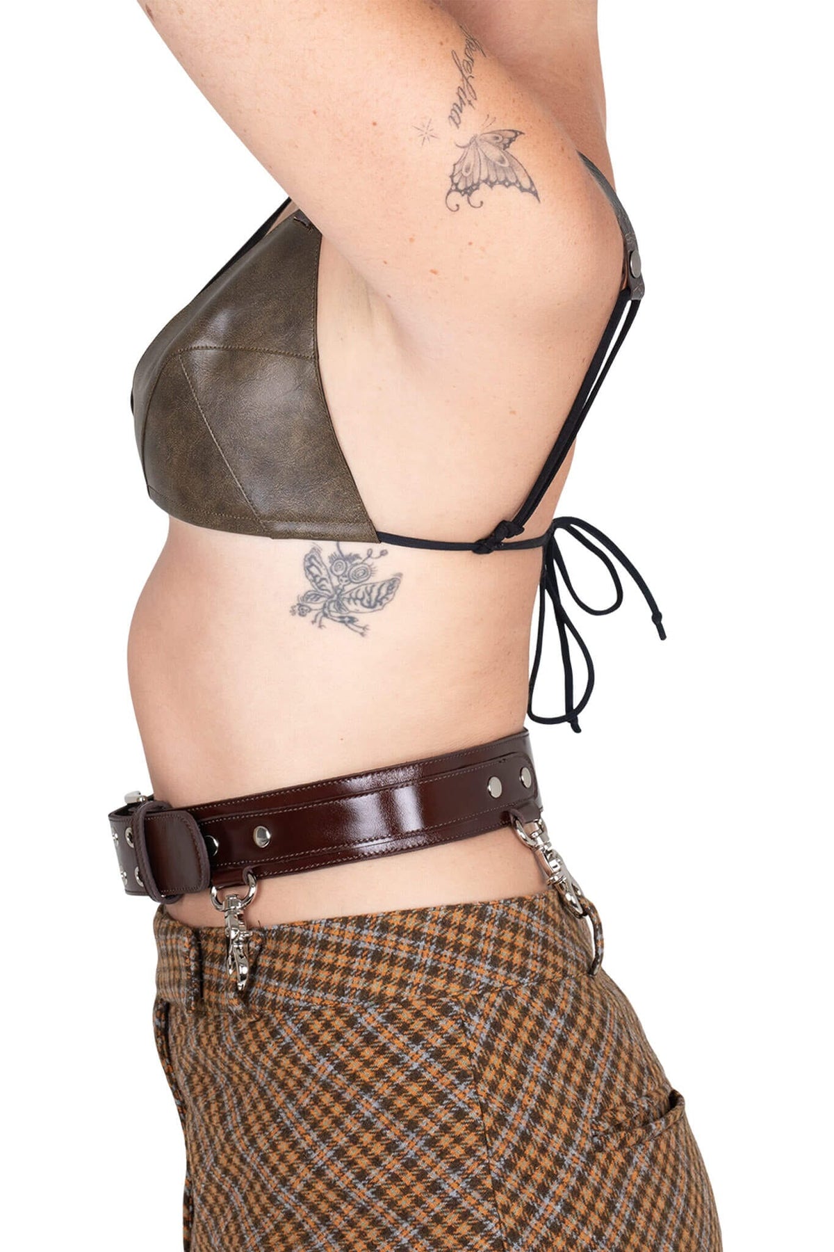 JUNIA TOP Jeffrey Campbell Triangle Bra Top Taupe Brown Combo