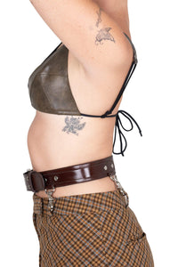 JUNIA TOP Jeffrey Campbell Triangle Bra Top Taupe Brown Combo