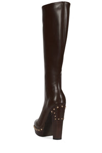 KAMARI Jeffrey Campbell Platform Knee-High Boot Coffee Gold