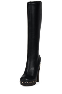 KAMARI Jeffrey Campbell Platform Knee-High Boot Black Gold _hover