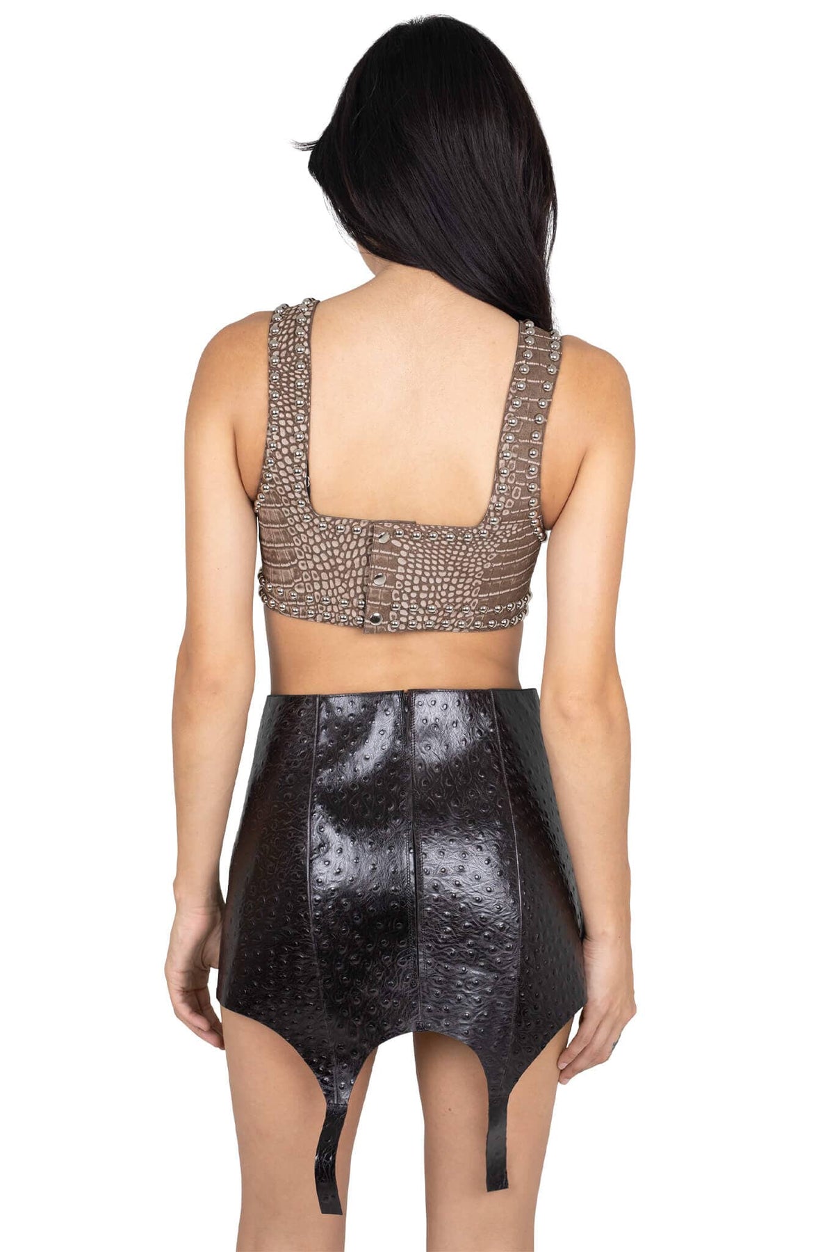 KARMIC SKIRT Jeffrey Campbell Garter Skirt Grey Ostrich 