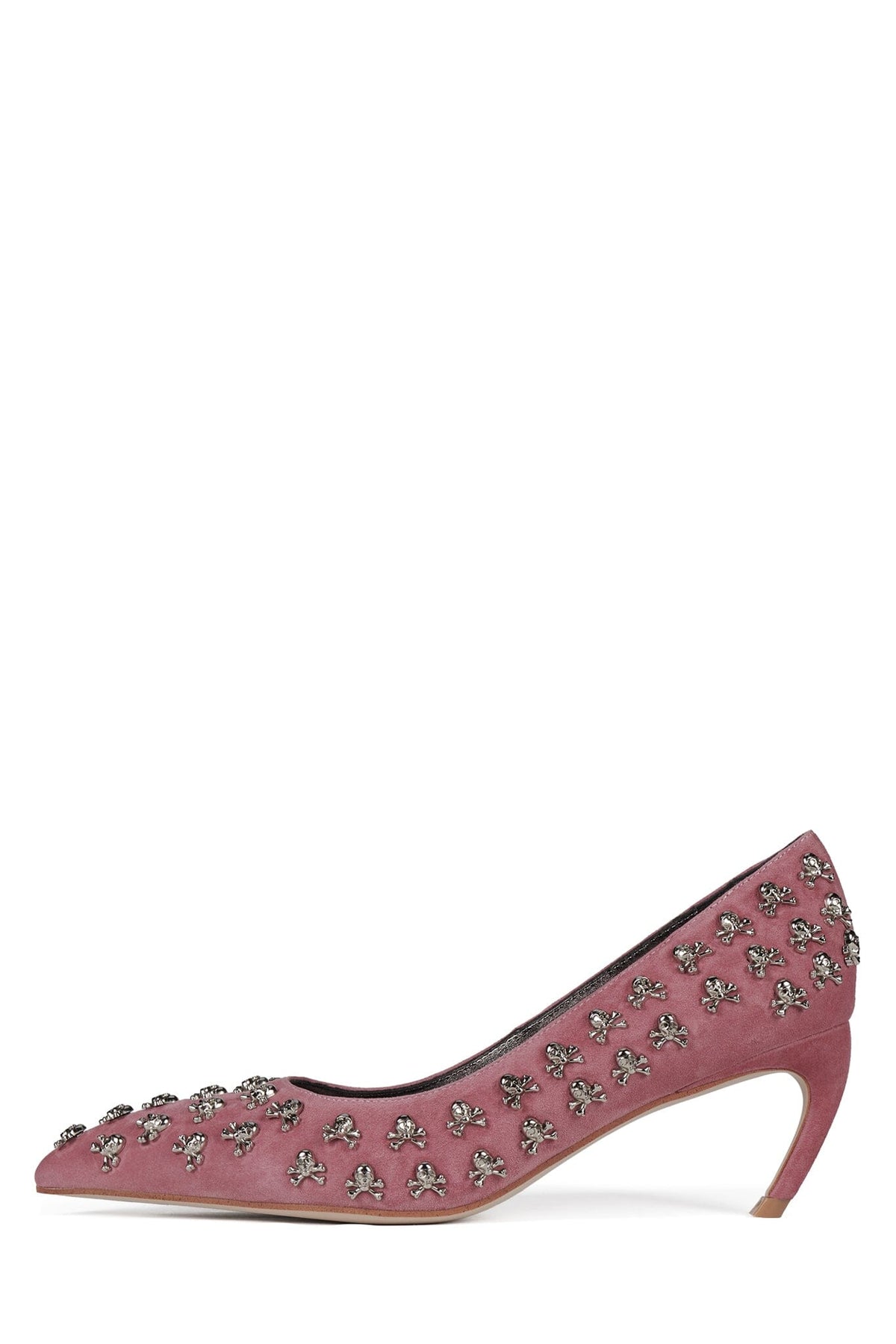 KISS-OFF Heeled Mule Pink Suede Pewter