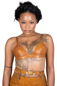 KOMIKO Jeffrey Campbell Bra Top Mustard Snake