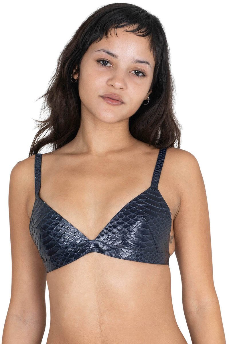 KOMIKO Jeffrey Campbell Bra Top Navy Snake