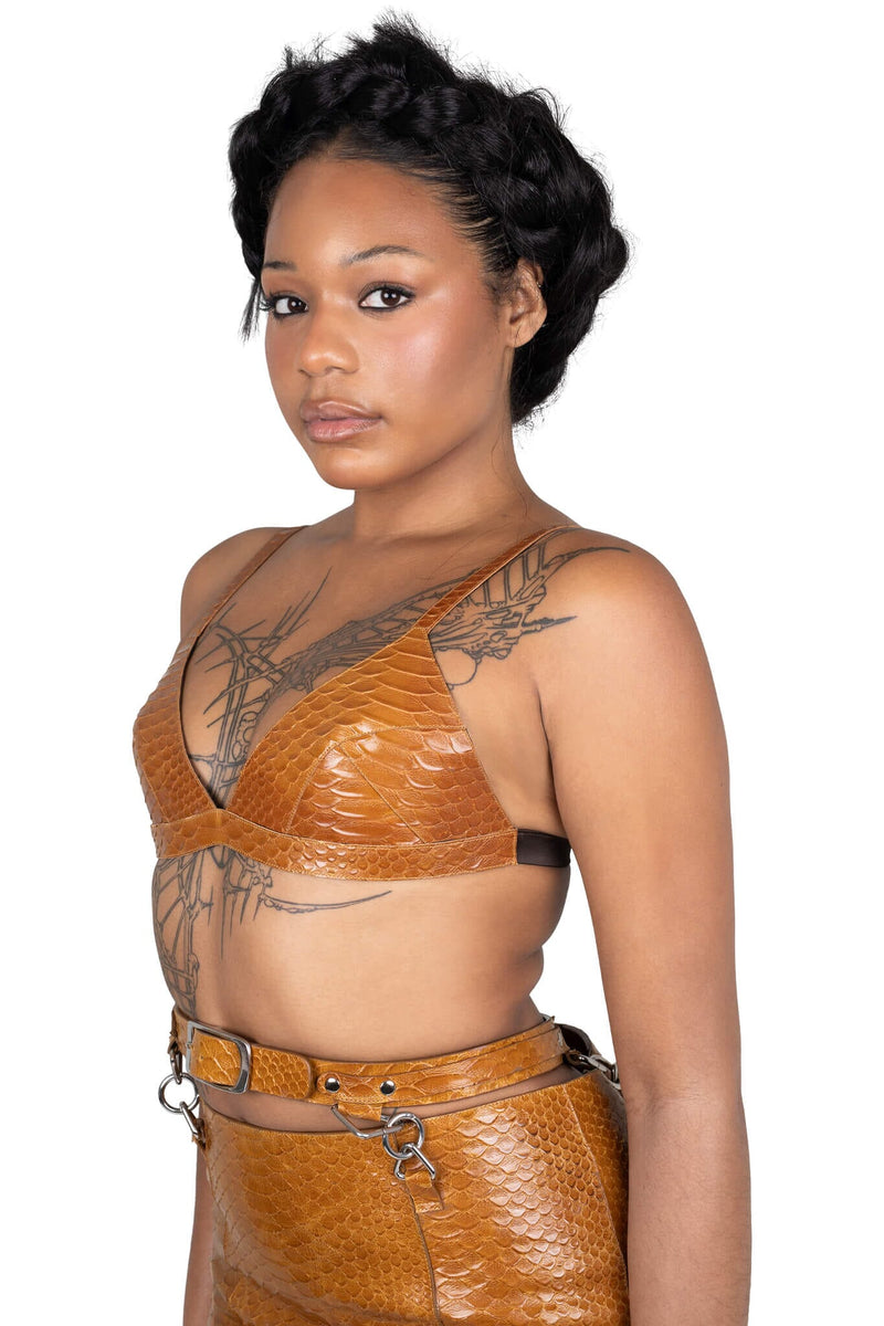 KOMIKO Jeffrey Campbell Bra Top Mustard Snake