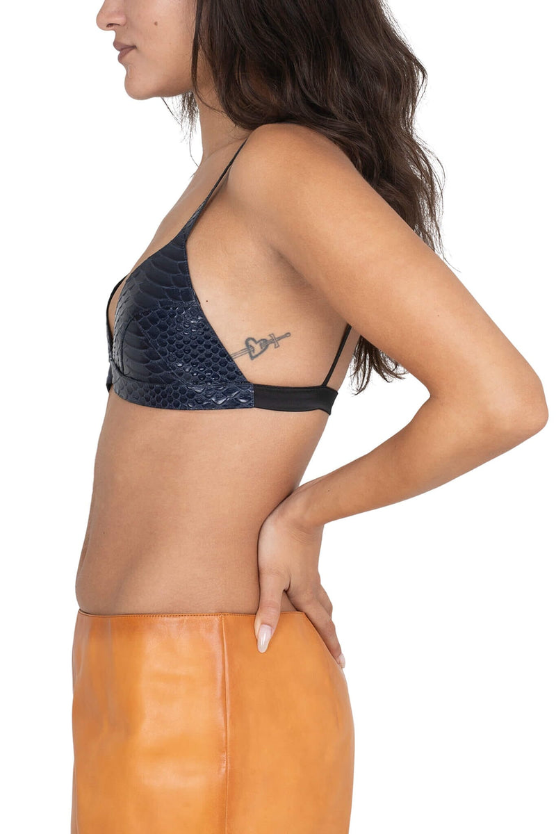 KOMIKO Jeffrey Campbell Bra Top Navy Snake