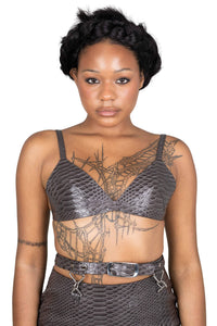 KOMIKO Jeffrey Campbell Bra Top Grey Snake