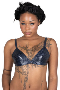 KOMIKO Jeffrey Campbell Bra Top Navy Snake