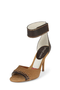 LA-VIDA Heeled Sandal Tan Suede Brown _hover