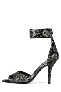 LA-VIDA Jeffrey Campbell Heeled Sandal Grey Black Python