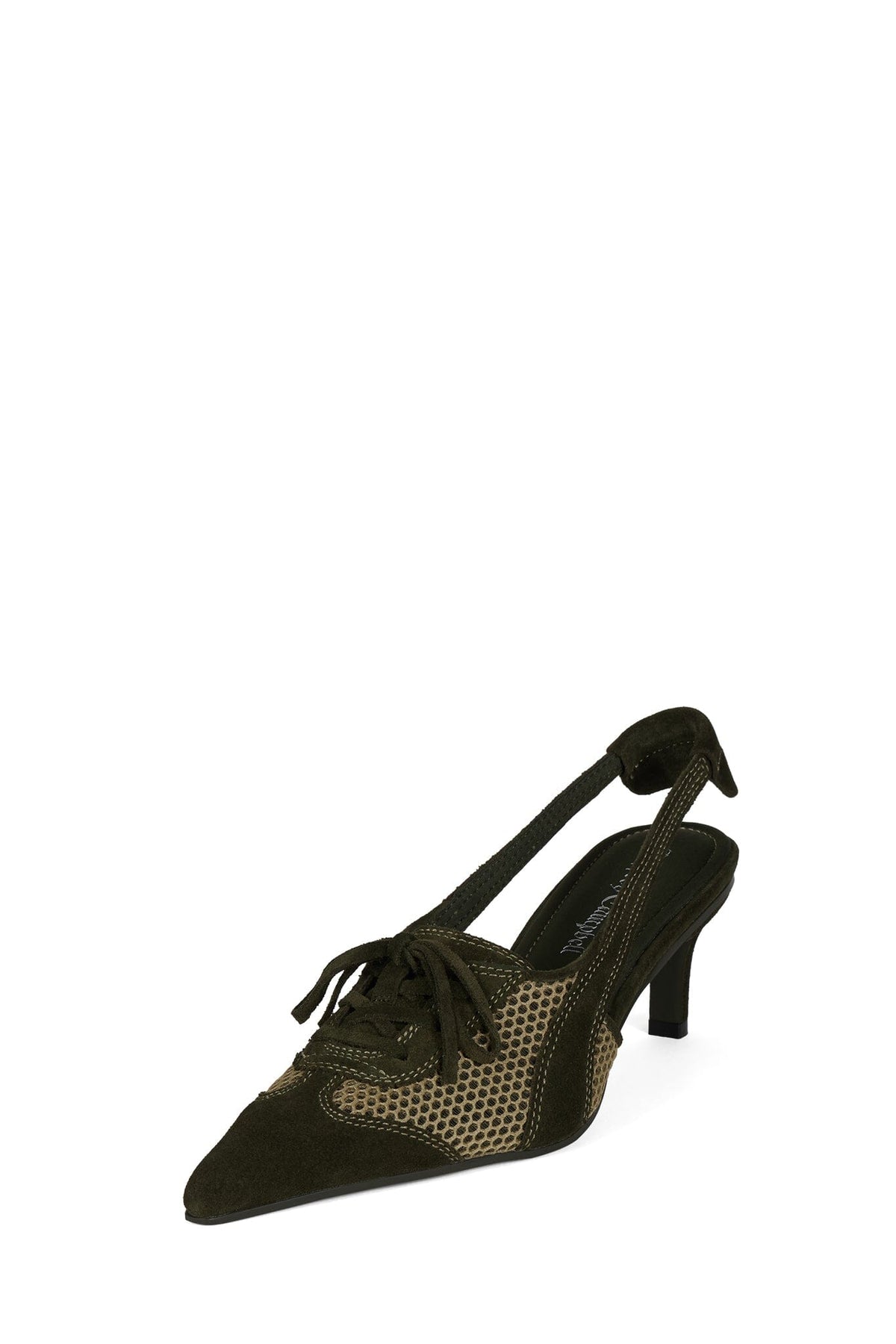 LACES Jeffrey Campbell Heeled Mule Olive Suede Combo _hover