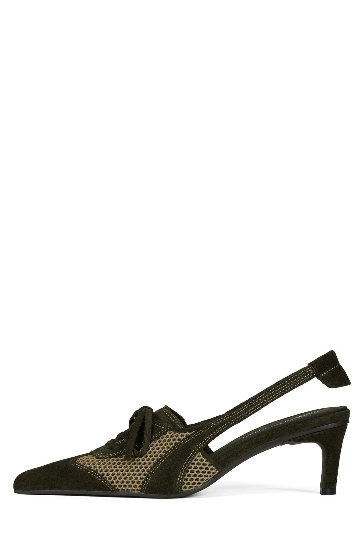 LACES Jeffrey Campbell Heeled Mule Olive Suede Combo