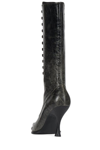 LANI-2 Jeffrey Campbell Heeled Boot Dark Grey Crinkle
