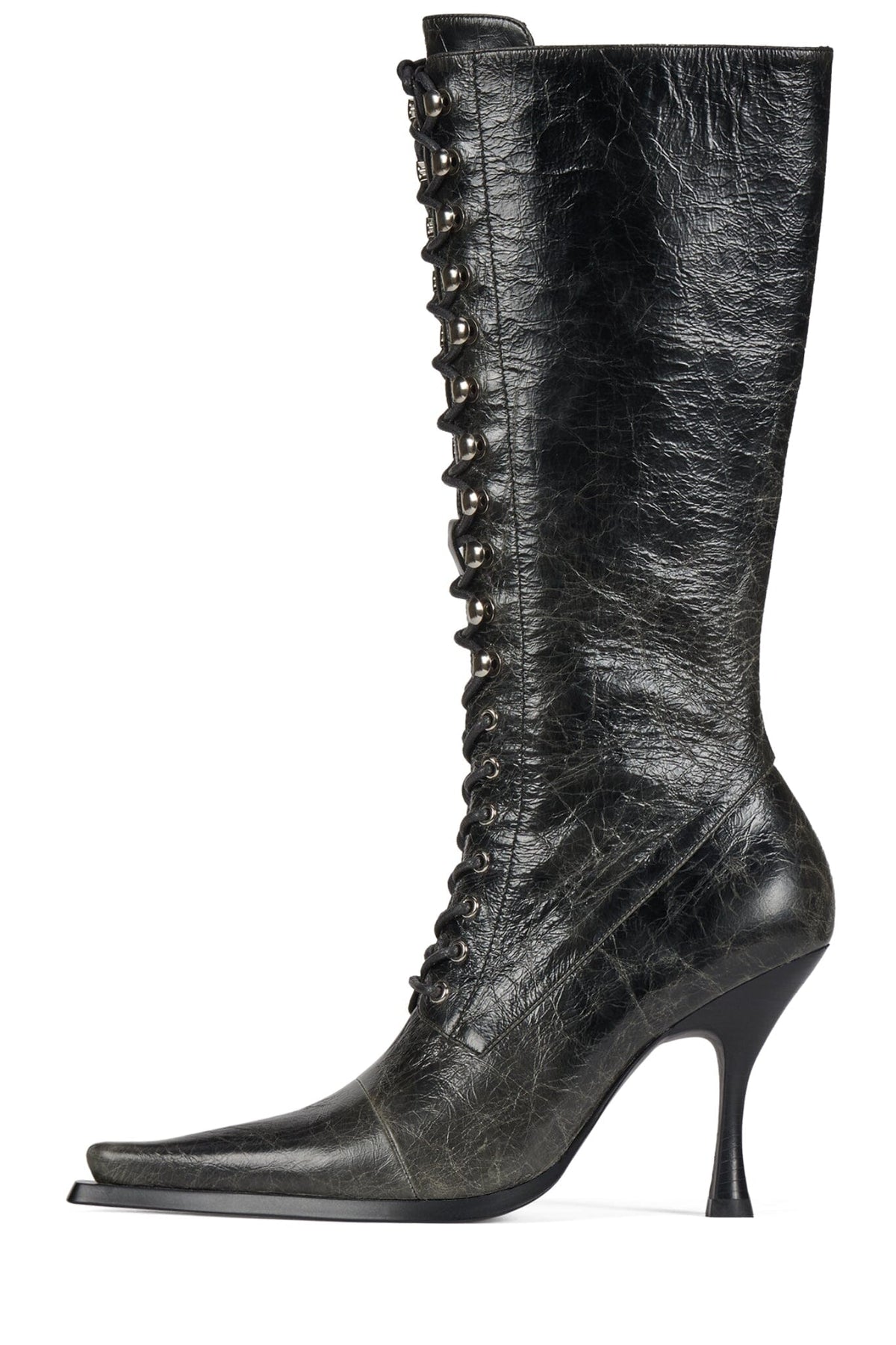 LANI-2 Jeffrey Campbell Heeled Boot Dark Grey Crinkle