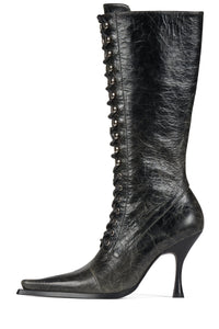 LANI-2 Jeffrey Campbell Heeled Boot Dark Grey Crinkle