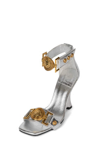 LEONITE Jeffrey Campbell Ankle Strap Sandal Silver Gold